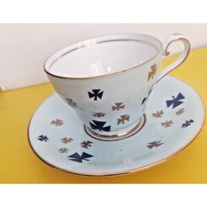 Vintage Aynsley Girl Guides Teacup and Saucer Blue and Gold Made in England